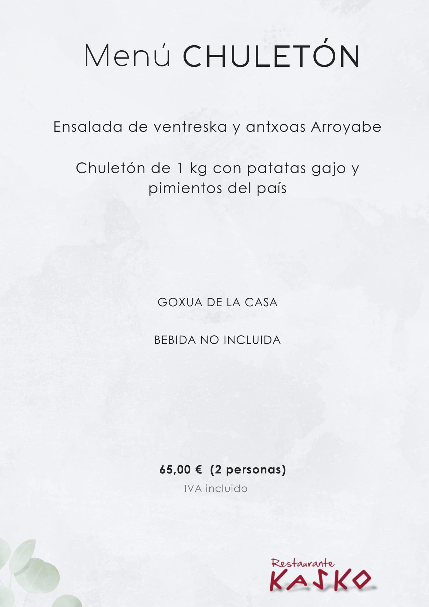Menú CHULETÓN
